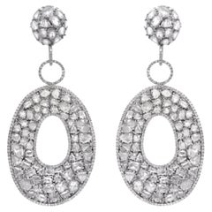Diana M. 18 kt White Gold Diamond Hanging Bagel Earrings adorned with 26.43 cts 