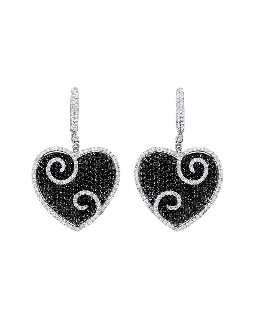 Modern Diana M. 18 kt White Gold Diamond Heart Earrings Containing 5.23 cts  For Sale