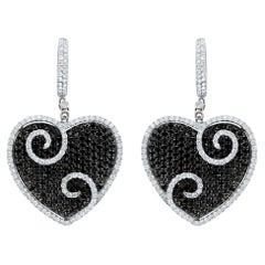 Diana M. 18 kt White Gold Diamond Heart Earrings Containing 5.23 cts 