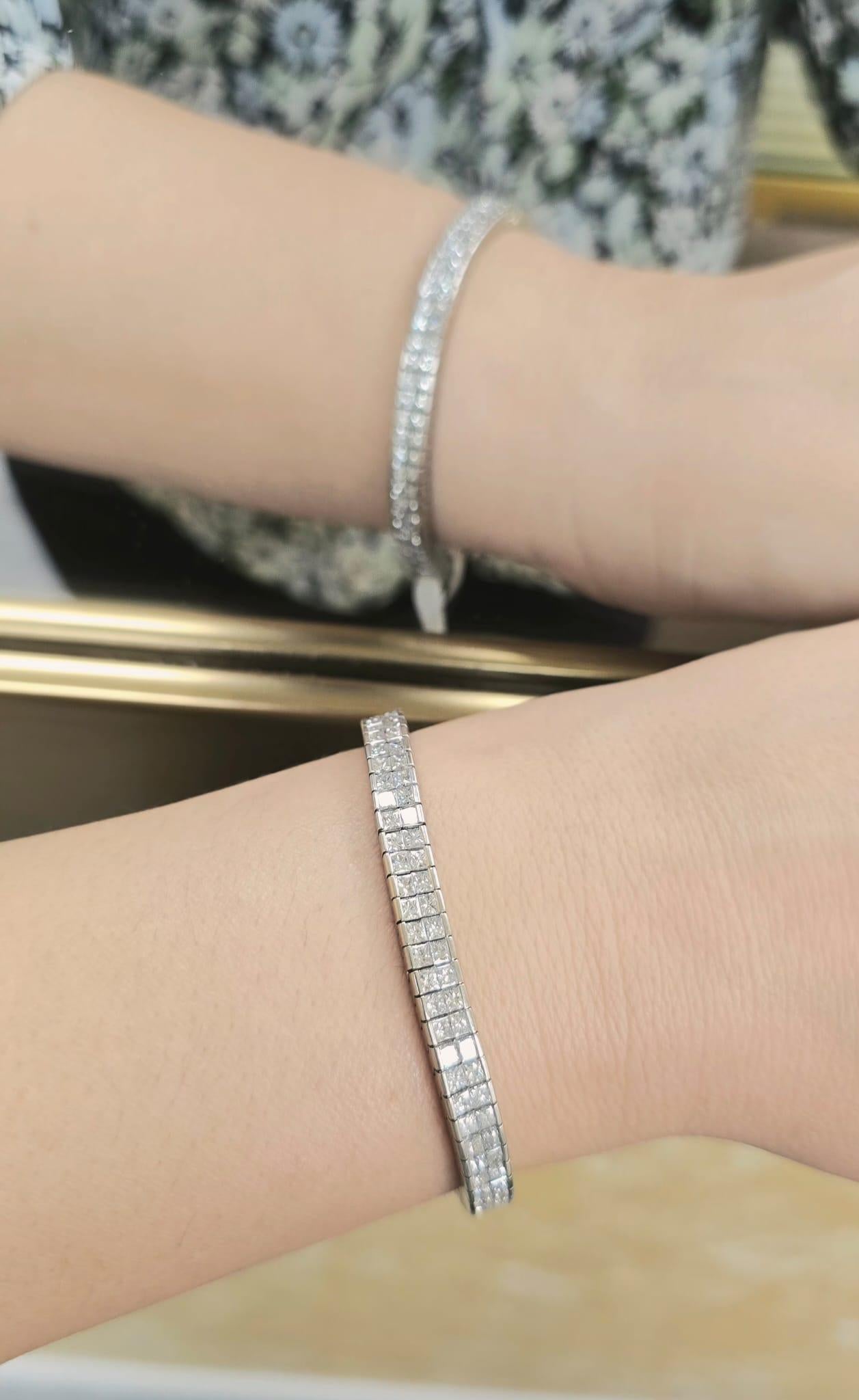 M-One. Bracelet de tennis en or blanc 18 carats orné de 2 rangées de 12.30 Unisexe en vente