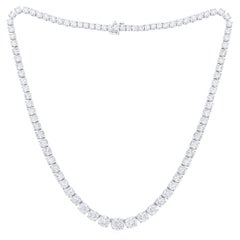 Diana M.Custom 21.20 Cts Round 4 Prong Graduate 18k White Gold Tennis Necklace 