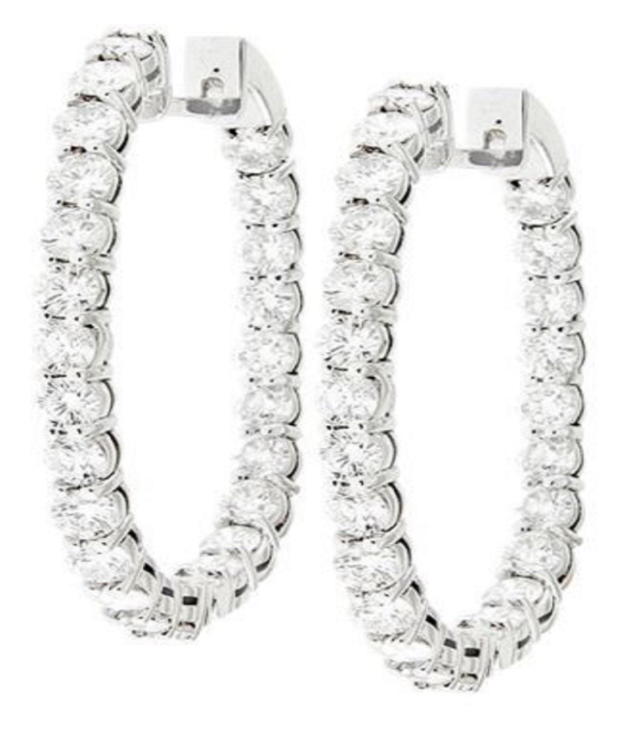 Modern Diana M. 18 kt white gold inside-out hoop earrings adorned with 11.20 cts tw of  For Sale