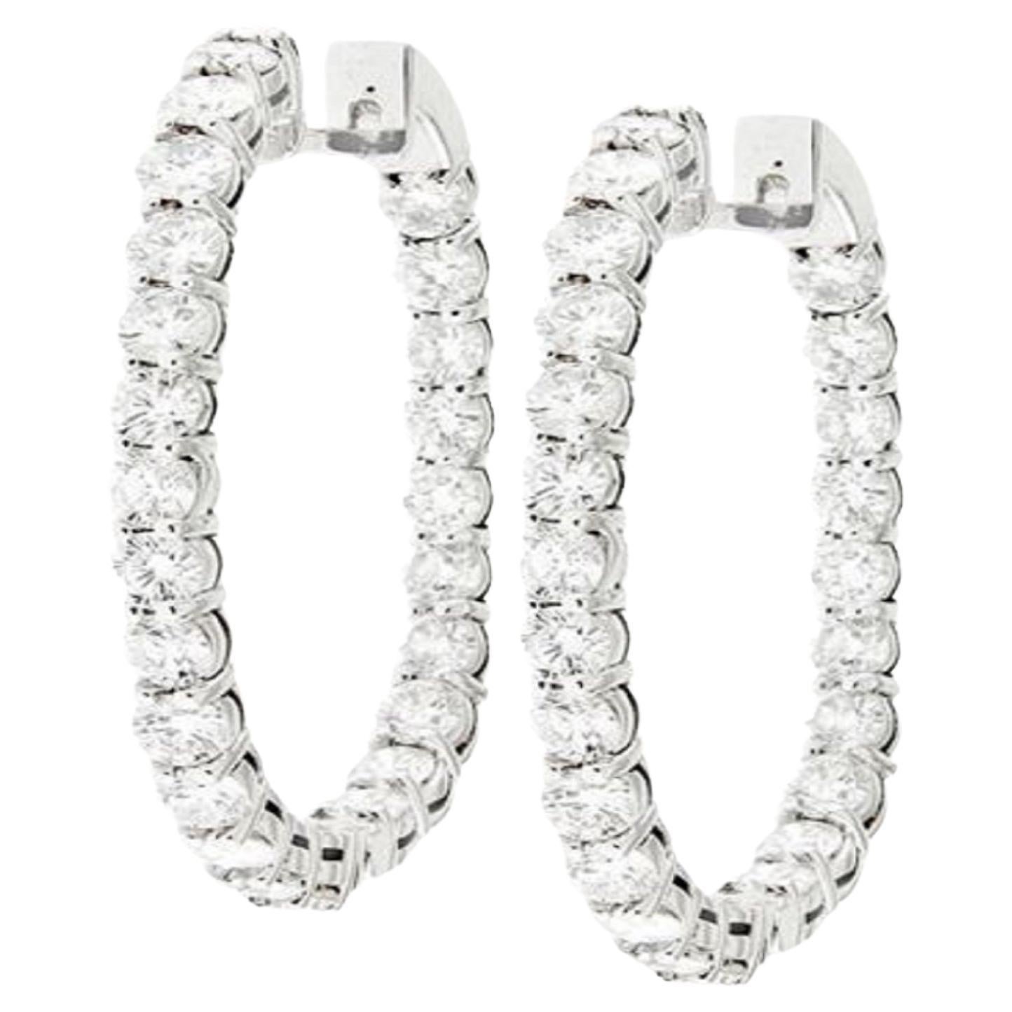 Diana M. 18 kt white gold inside-out hoop earrings adorned with 11.20 cts tw of  For Sale