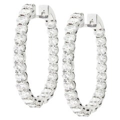 Diana M. Pendientes de aro de oro blanco de 18 quilates de dentro hacia fuera adornados con 11,20 cts tw de
