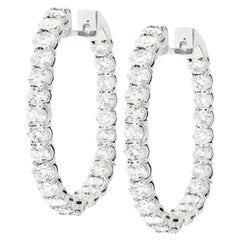 Diana M. Boucles d'oreilles en or blanc 18 carats à l'intérieur et à l'extérieur, ornées de 11,20 cts tw of 