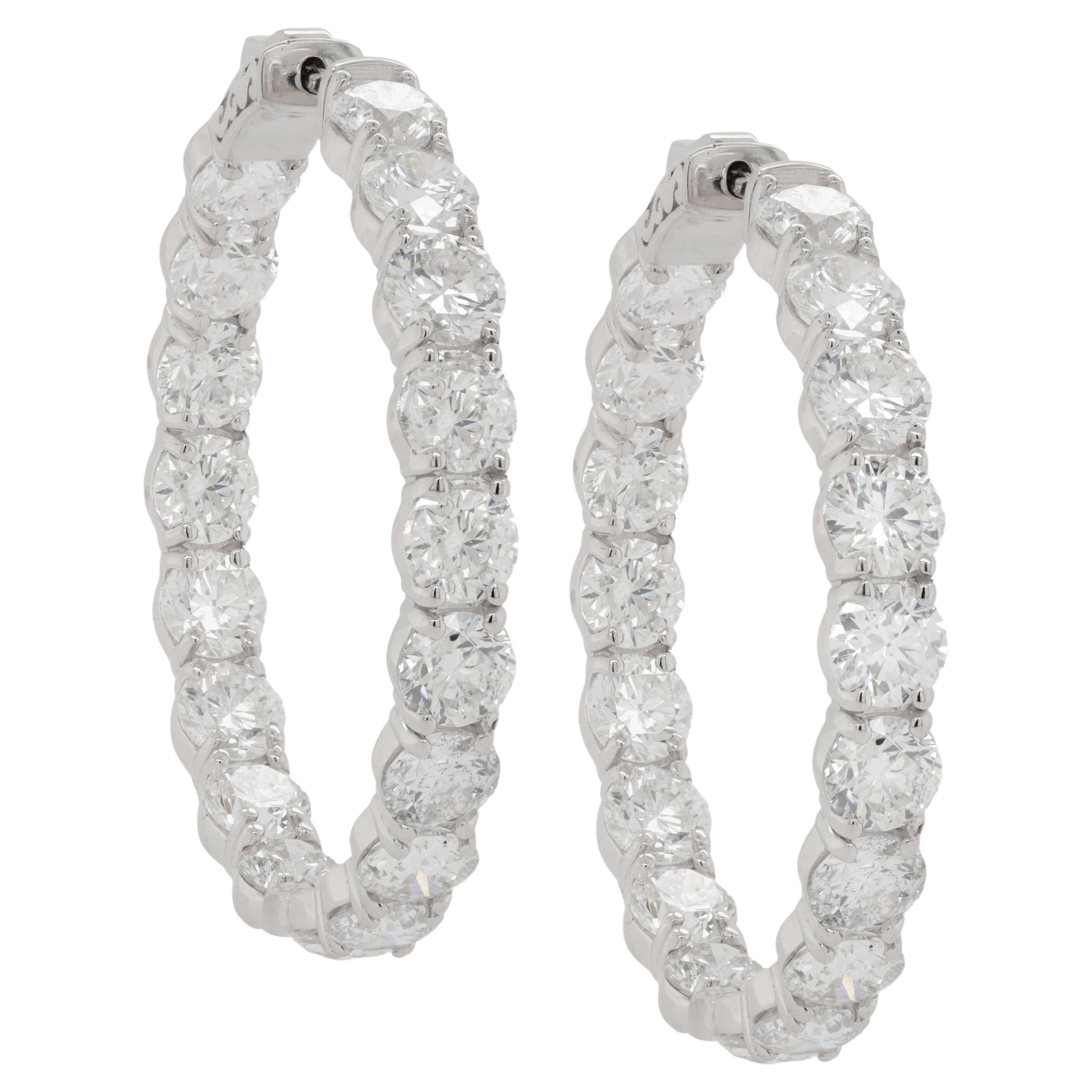 Diana M. 18 kt white gold inside-out hoop earrings adorned with 21.00 cts  For Sale