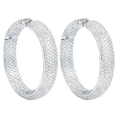 Diana M. Boucles d'oreilles en or blanc 18 carats à l'intérieur et extérieur, ornées de 5 rangées de 16,75 