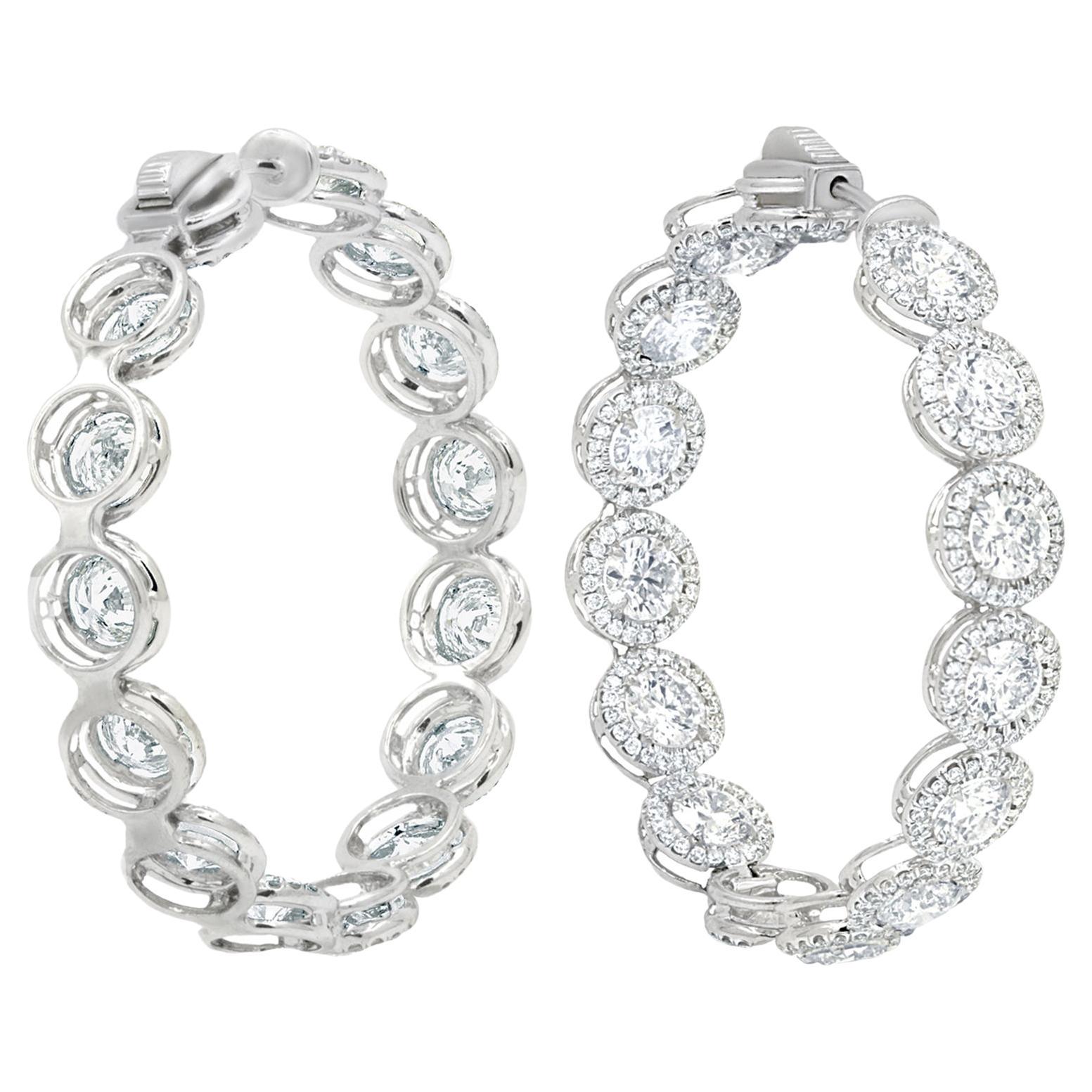 Diana M. 18 kt white gold inside-out hoop earrings with a halo design For Sale