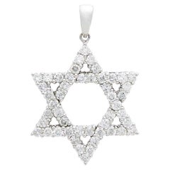 Diana M, 18 kt white gold jewish star diamond necklace featuring 1.72 cts tw