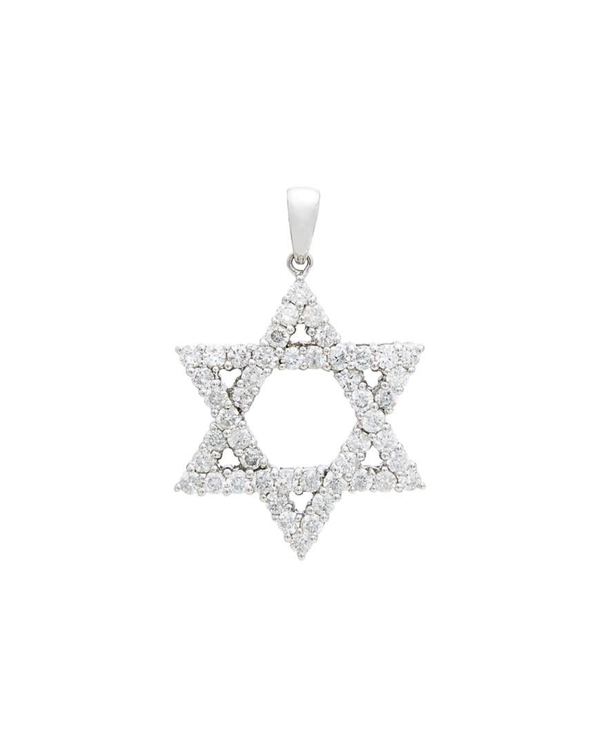 Modern Diana M, 18 kt white gold jewish star diamond necklace featuring 1.72 cts tw  For Sale