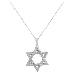 Diana M, 18 kt white gold jewish star diamond necklace featuring 1.72 cts tw