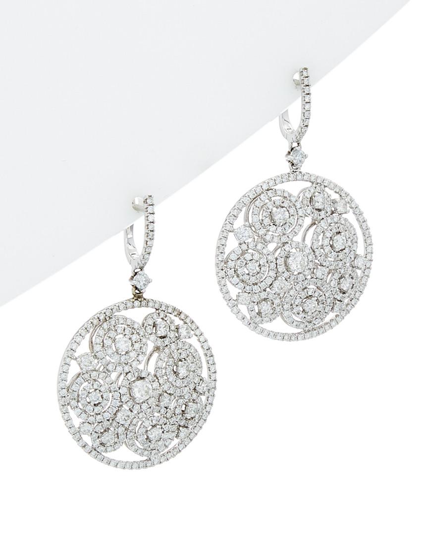 Modern Diana M. 18 kt white gold multicircle earrings adorned with 4.18 cts  For Sale
