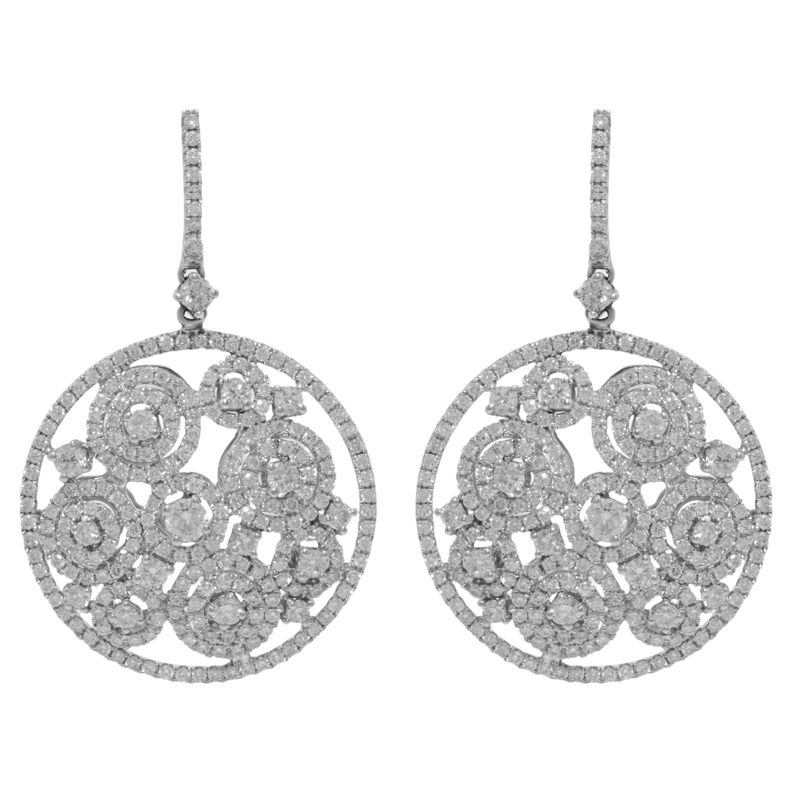 Diana M. 18 kt white gold multicircle earrings adorned with 4.18 cts  For Sale