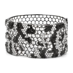 Diana M 18 KT White Gold Rhodium Plated 17.00 Cts White & Black Diamond Bangle