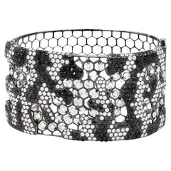 Diana M 18 KT Oro bianco placcato in rodio 17,00 carati Diamanti bianchi e neri Bangle