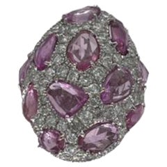 Diana M. 18 kt white gold pink sapphire and diamond ring adorned with 7.10 cts