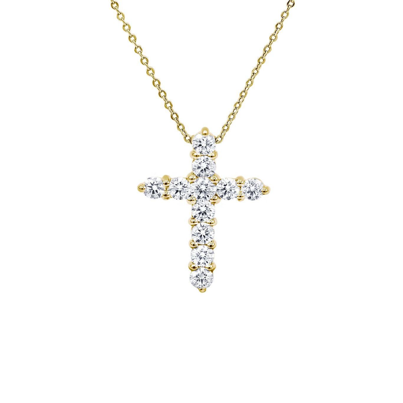 Pendentif croix en or jaune 18 carats, 0.50