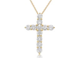 Diana M. 18 kt yellow gold, 1" diamond cross pendant adorned with 3.55 cts tw of