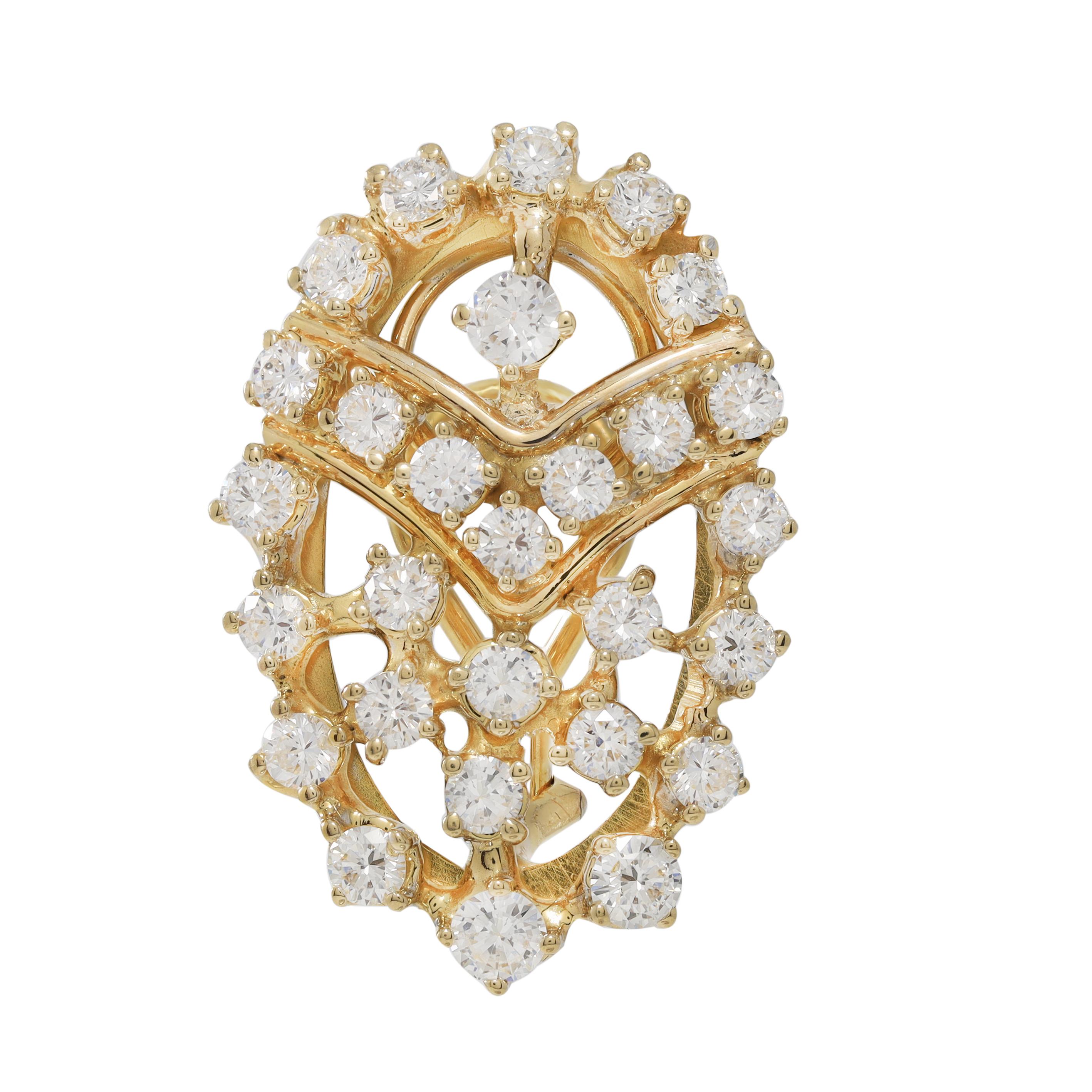 Moderne Diana M. Boucles d'oreilles en or jaune 18 carats ornées de 5,00 carats de diamants en vente