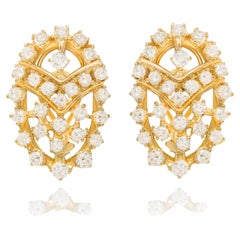 Diana M. Boucles d'oreilles en or jaune 18 carats ornées de 5,00 carats de diamants