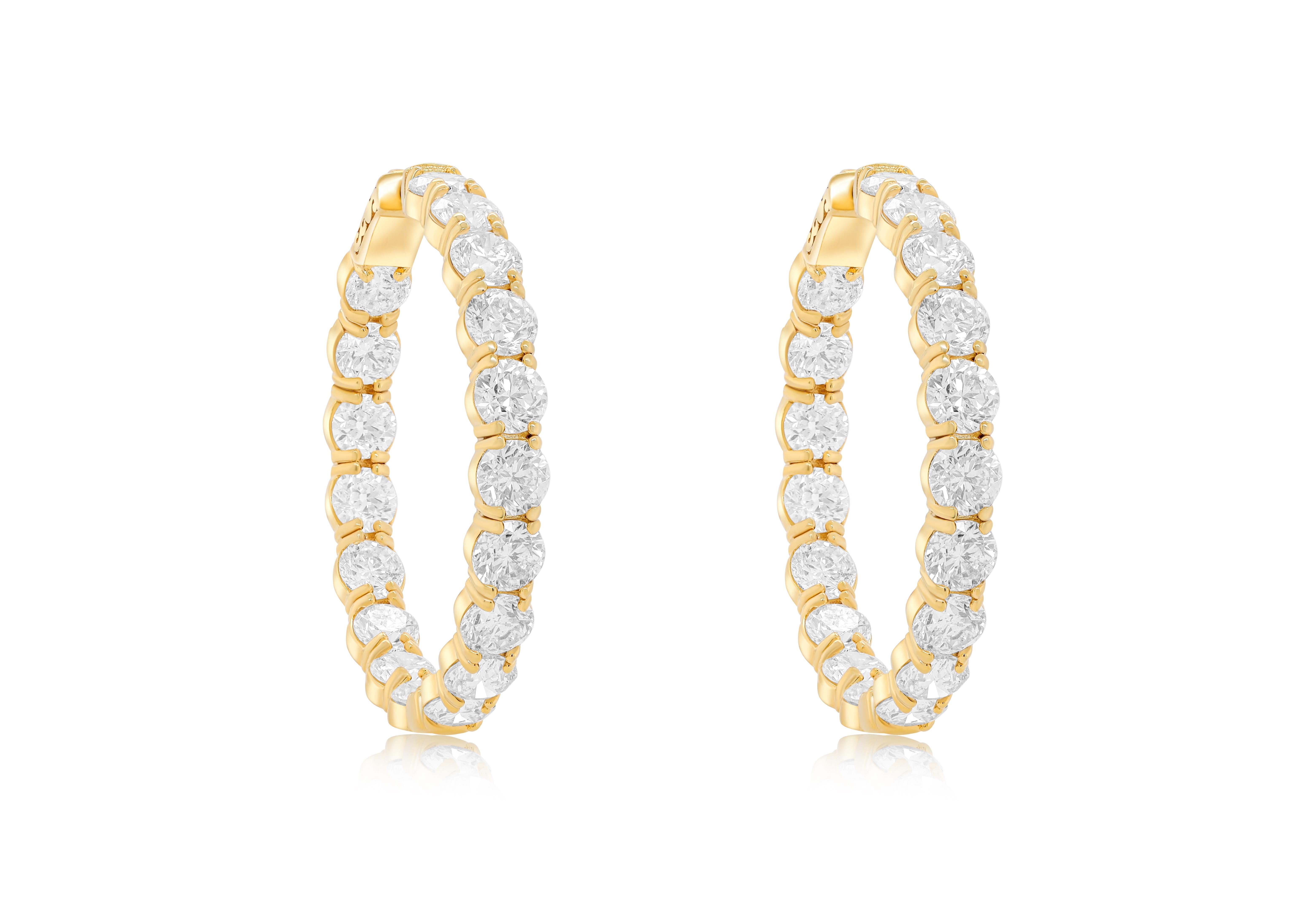 Taille ronde Diana M. Boucles d'oreilles en or jaune 18 carats à l'intérieur et à l'extérieur, ornées de 19,05 carats en vente