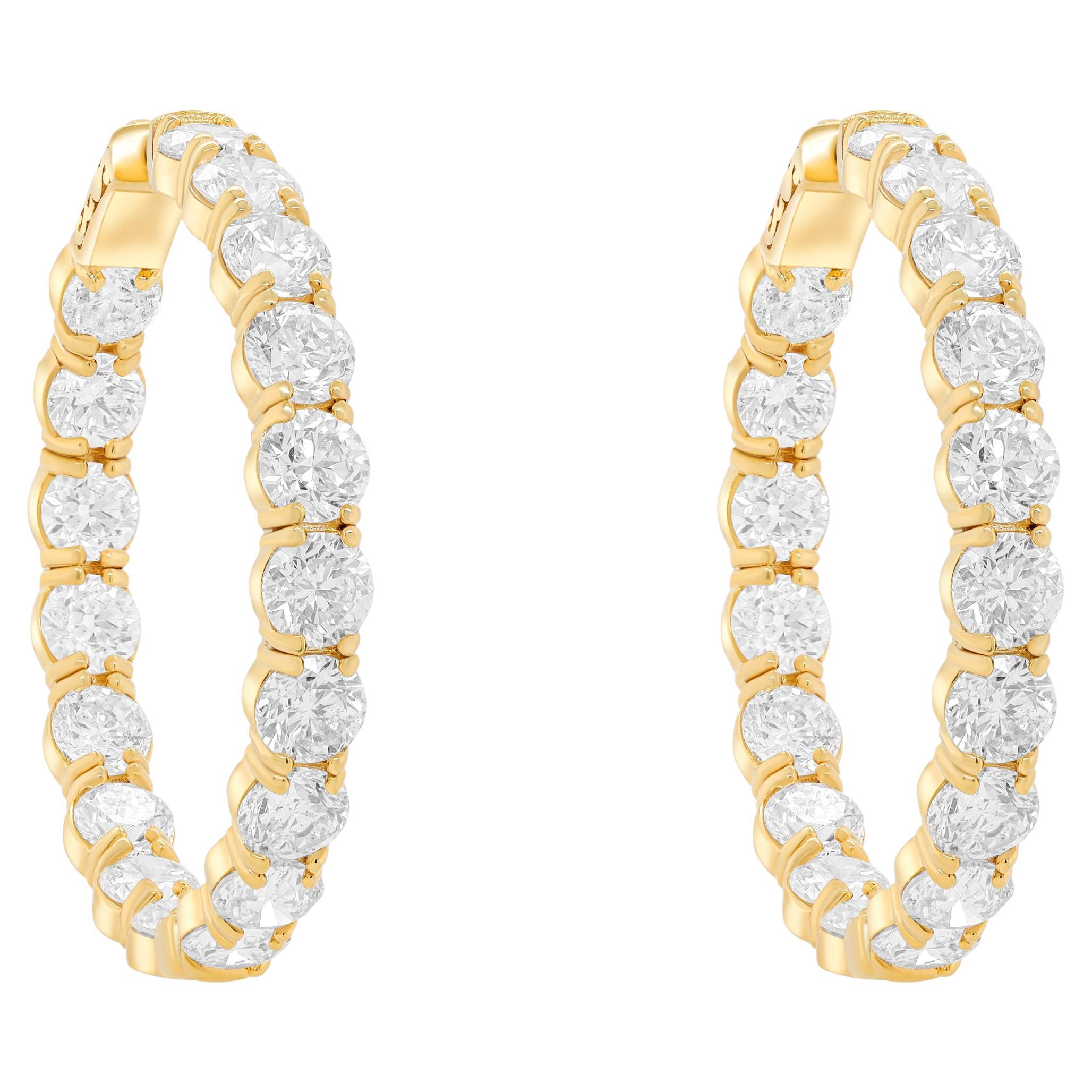 Diana M. 18 kt yellow gold inside-out hoop earrings adorned with 19.05 cts For Sale