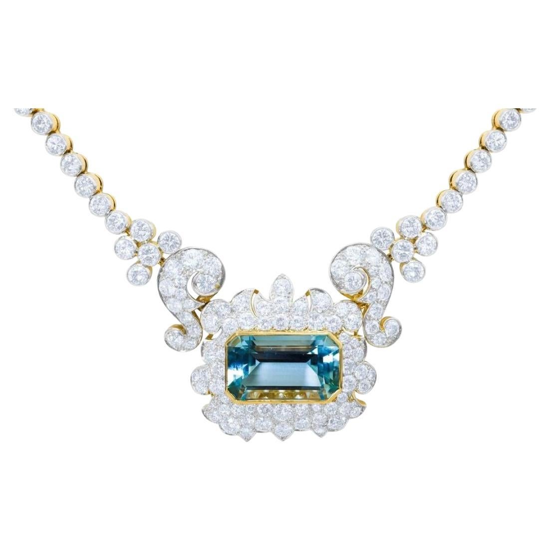 Diana M 18.00 Ct Acquamarina Collana Art Deco