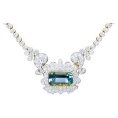Vintage Diana M 18.00 Ct Aquamarine Art Deco Necklace