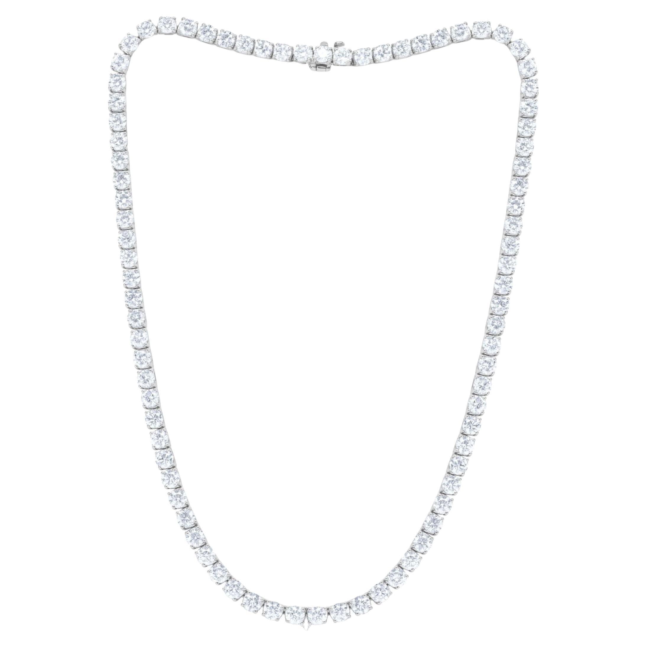 Diana M 18.35 Cts Diamond Tennis Necklace in 18K White Gold