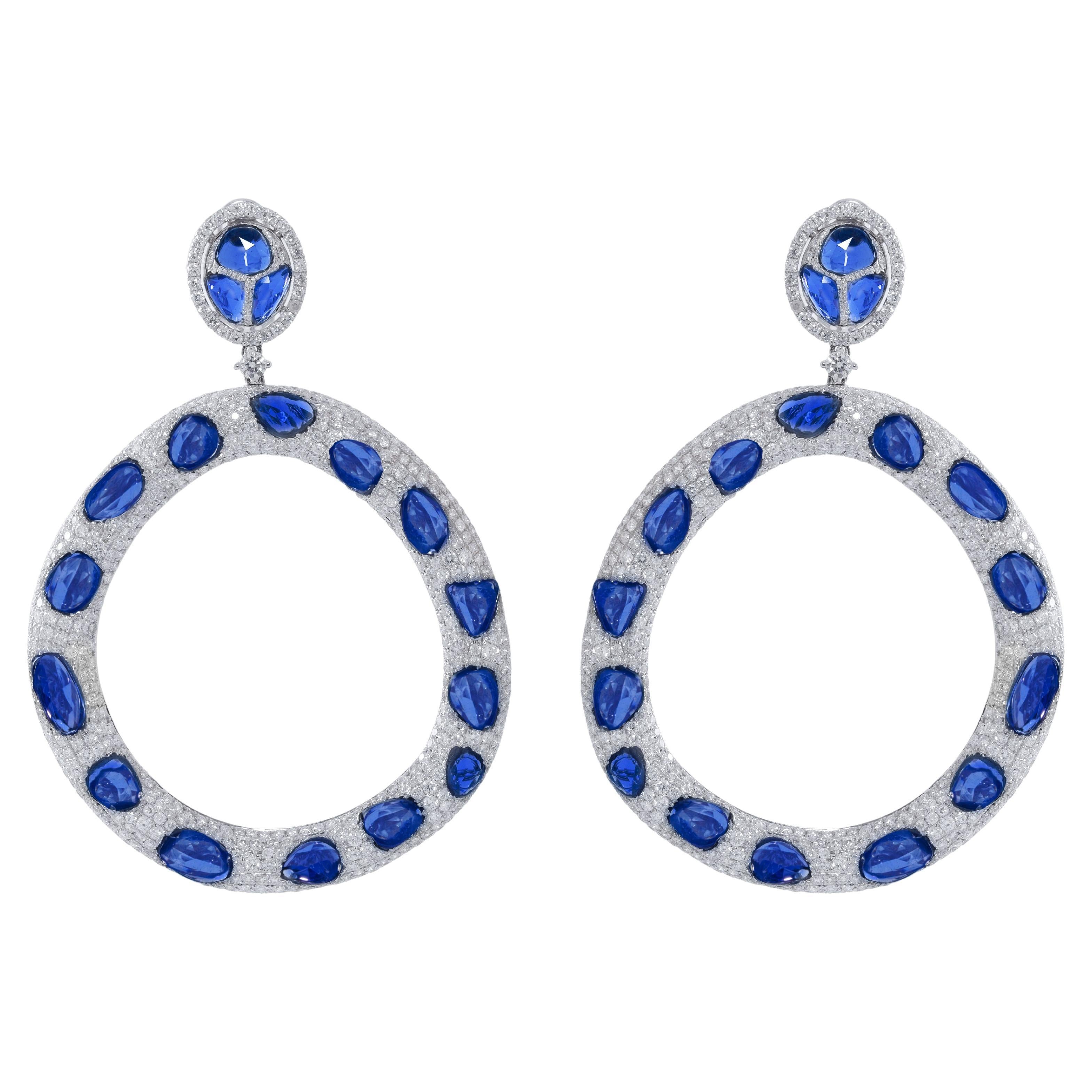 Diana M. 18.78 Carat Sapphire and Diamond Earrings For Sale