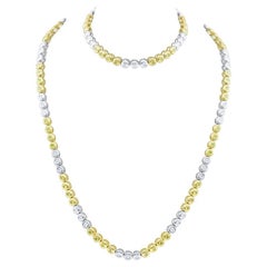 Diana M 18cts Bezel White & Yellow Diamond Long Necklace in 14Kt Yellow Gold