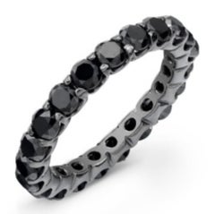 Diana M 18K Black Gold 2.60cts Black Diamond Eternity Band