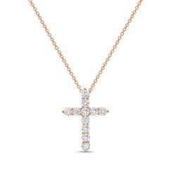 Diana M. 18K Rose Gold 1" Diamond Cross Pendant, 1.40 Carats Total Weight