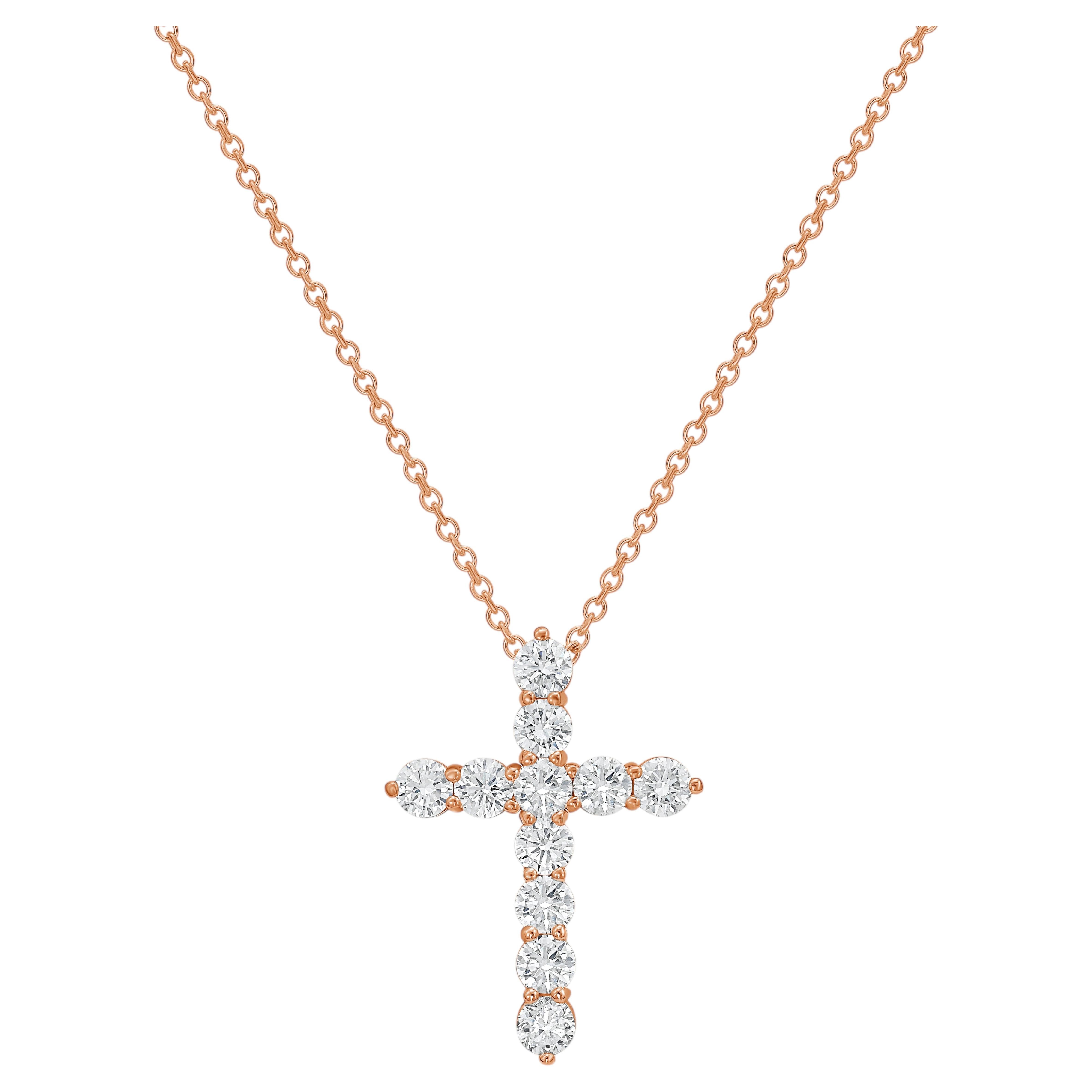 Diana M. 18K Rose Gold 1" Diamond Cross Pendant, 1.40 Carats Total Weight