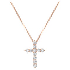 Diana M. 18K Rose Gold 1" Diamond Cross Pendant, 1.40 Carats Total Weight