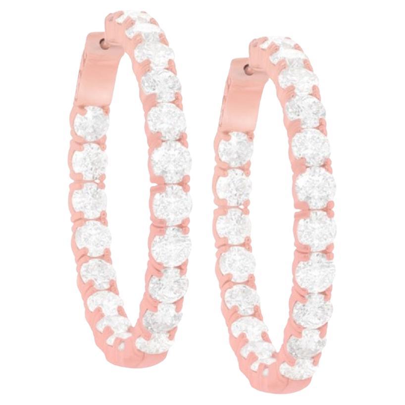 Pendientes de aro interior-exterior Diana M de oro rosa de 18 quilates con diamantes de 12,85 quilates
