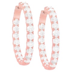 Pendientes de aro interior-exterior Diana M de oro rosa de 18 quilates con diamantes de 12,85 quilates