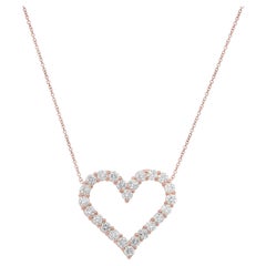 Diana M 18K Rose Gold Open Heart 2.40 Cts Tw Diamond Pendant, 24 Stones