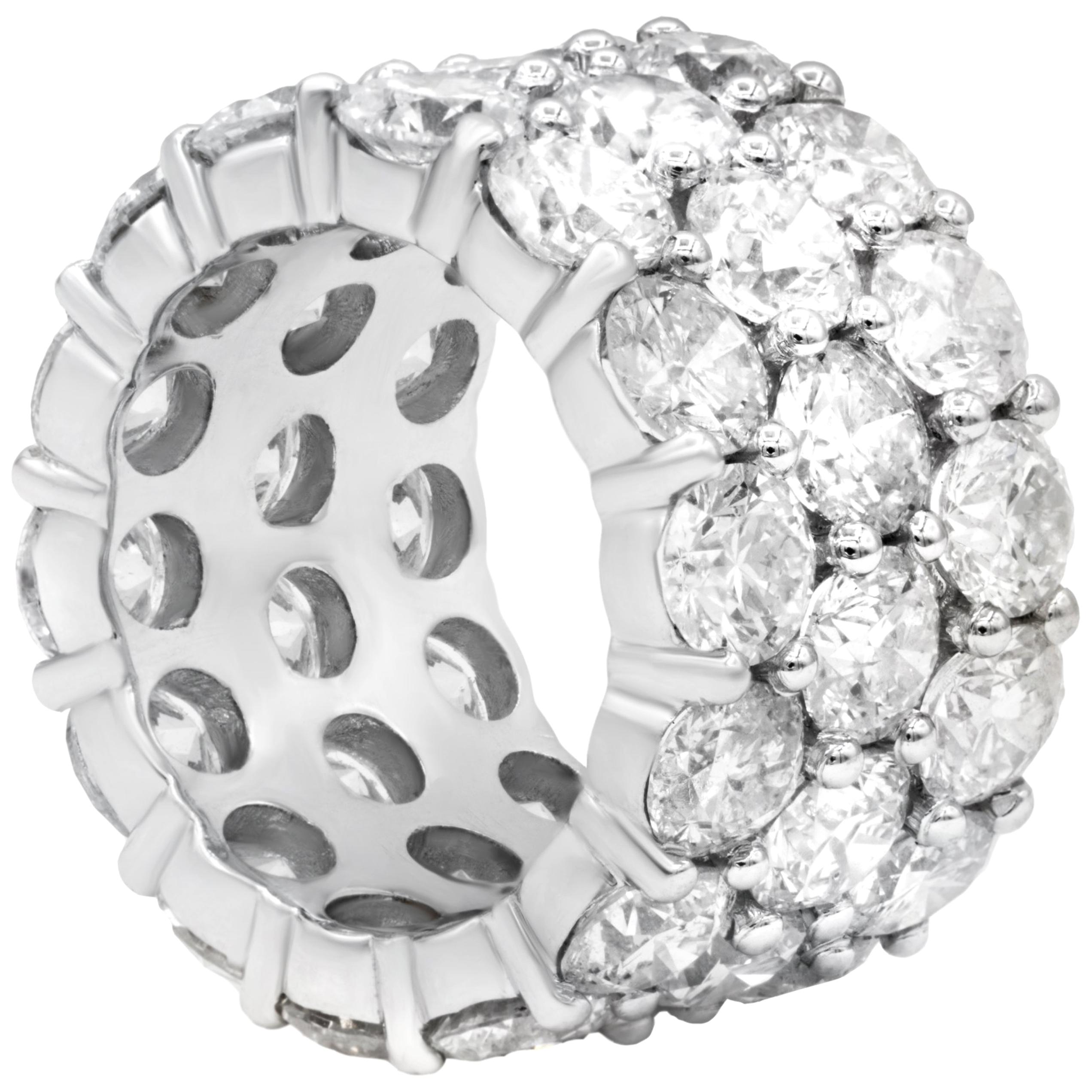 Diana M 18K White Diamond 17.00 Carat Three-Row Diamond Eternity Band