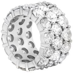Diana M 18K White Diamond 17.00 Carat Three-Row Diamond Eternity Band
