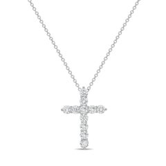 Diana M. 18K White Gold 1" Diamond Cross Pendant, 1.40 Carats Total Weight