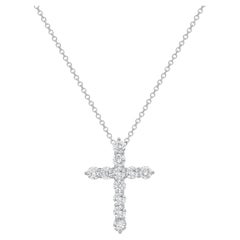 Diana M. 18K White Gold 1" Diamond Cross Pendant, 1.40 Carats Total Weight