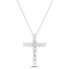Diana M. 18K White Gold 1.5" Diamond Cross Pendant, 5.10 Carats Total Weight