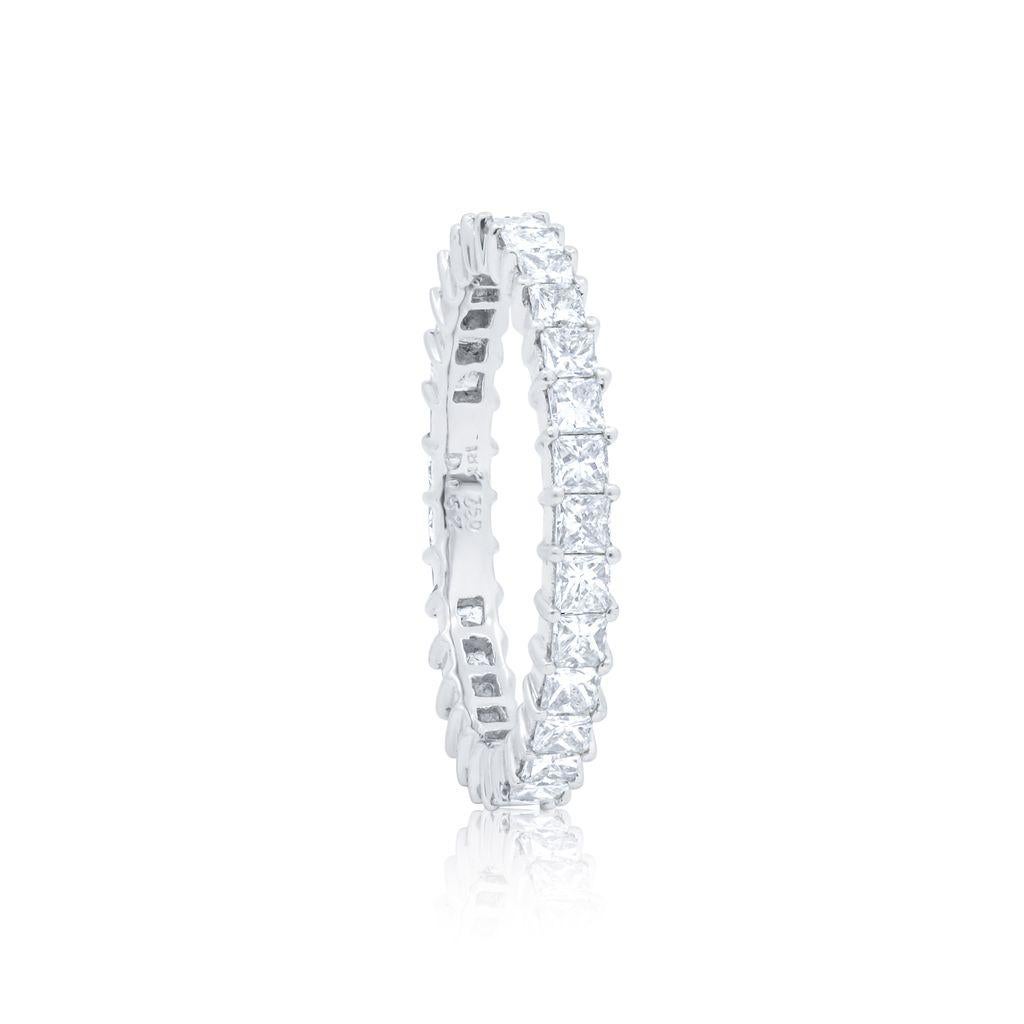 Diana M  1.52 Cts Princess Cut Diamond Eternity Band In 18K White Gold In New Condition For Sale In New York, NY
