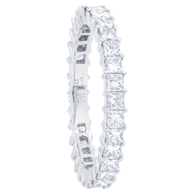 Diana M  Alianza de diamantes talla princesa de 1,52 quilates en oro blanco de 18 quilates