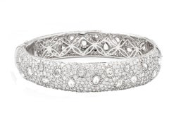 Diana M 18K White Gold 18.30 Ct Tw Diamond Pave Bangle Bracelet