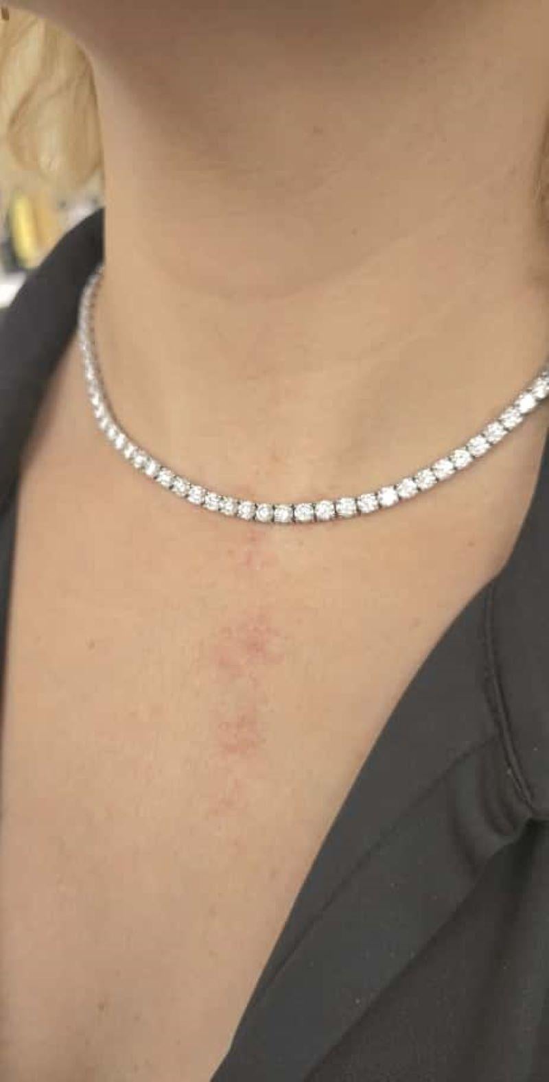 Diana M 18 Karat Weißgold 23,20 Karat Diamant-Tennis-Halskette in 4 Zacken-Set im Zustand „Neu“ im Angebot in New York, NY