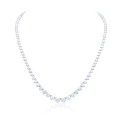 Diana M. 18K White Gold 24.20Cts Graduated Diamond Tennis Necklace, 3 Prong