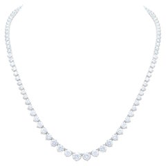 Diana M. 18K White Gold 24.20Cts Graduated Diamond Tennis Necklace, 3 Prong
