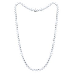 Diana M 18K White Gold 25.80 Cts Tw Diamond Tennis Necklace Set in 3 Prong